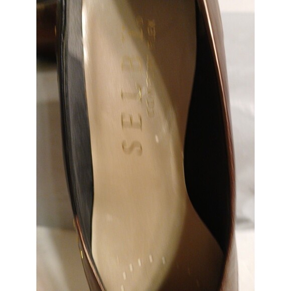 80s Selby Comfort Flex Colorblock Browns/Black Leather Gold Dots Low Heel 9.5 - Picture 11 of 16